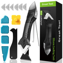 5 in 1 Silicone Caulking Tool Kit Caulk Sealant Remover and Finishing Tool, 6 Silicone Pads