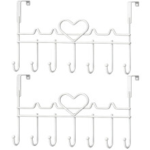 WBDXWB Over The Door Hook, Over Door Hanger for Coat, Towel, Bag, Robe (2 Pack, White)