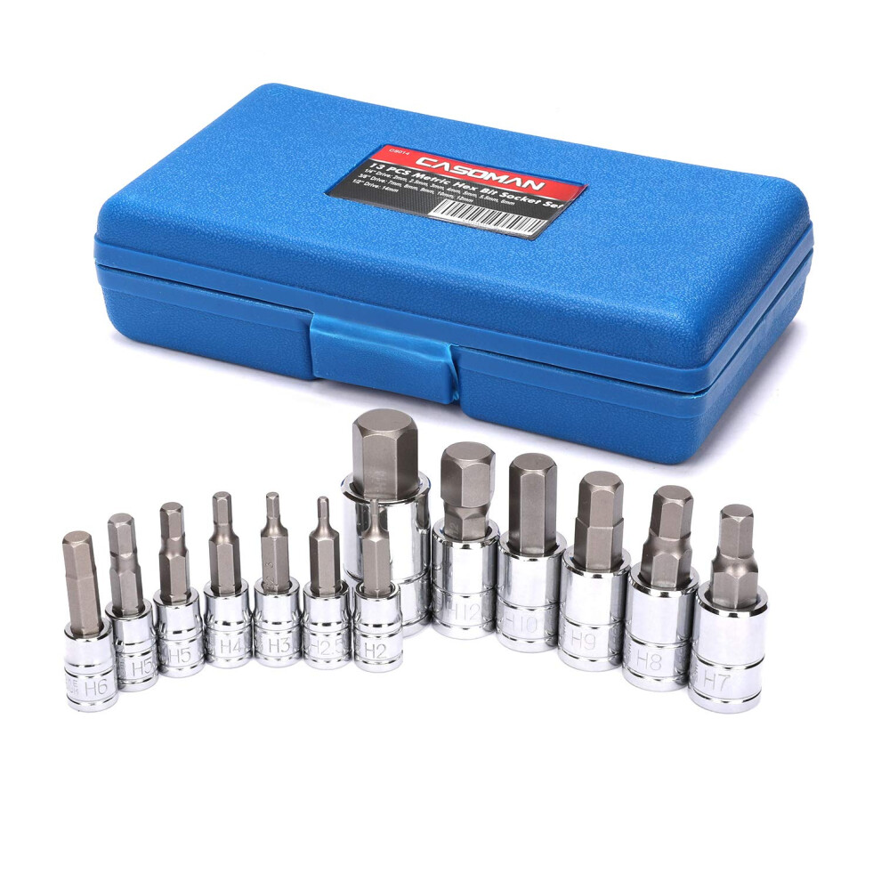 Casoman Hex Bit Socket Set, 13Pcs Metric 2Mm-14Mm, Alan Key Set, Cr-V&S2 5051226607905