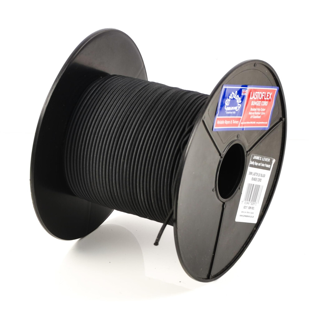 Everlasto 'Lastoflex' Elastic Shock Bungee Cord Rope Black 3Mm (20M) 5051226603907