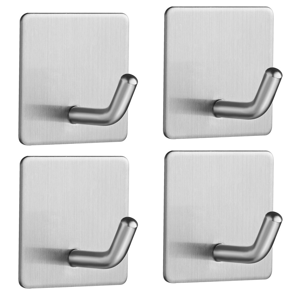 Js Self Adhesive Hooks, Stick On Hooks Holder For Tea Towel, Robe, Coat, Kitchen, Bathrooms - Stainless Steel, Waterproof & Rustproof, 4 Pack 5009522037605