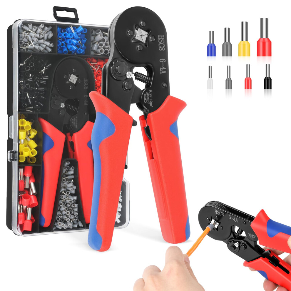 Pesutei Crimping Tool Set With 1900 Bootlace Ferrules, Ferrule Crimping Tool 0.25-10 Mmâ²(Awg 23-7), Self-Adjustable Ratchet Wire Crimping Tool 5051226612923