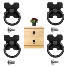 RosewineC 4 pcs Drawer Handles and Ring Pull, Vintage Metal Drawer Knobs Pulls Handles Decorative Furniture Door Drawer Handles and Ring Pull with