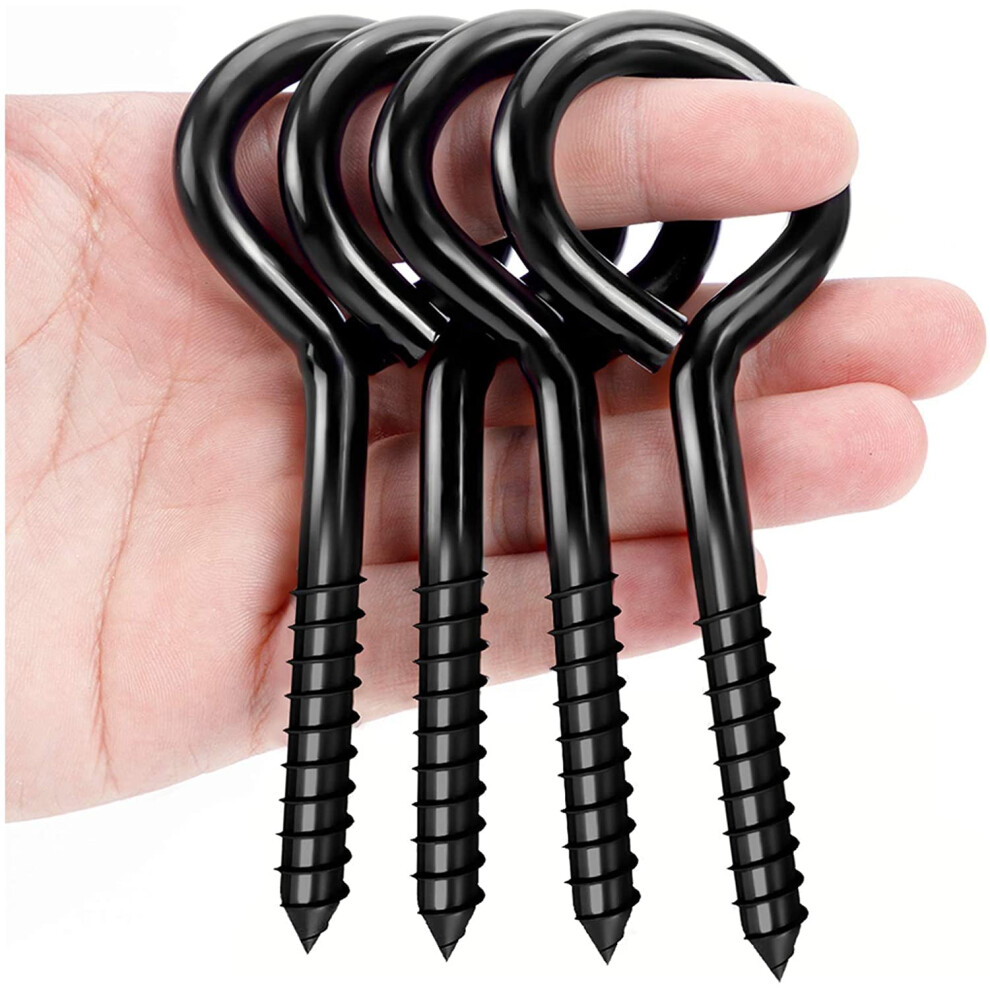 5 Inch Stainless Steel Screw Eyes, 4Pcs Eye Bolt Lag Screw, Black Eye Hooks Screw For Wood, Self Tapping Eyelet Screws Eye Bolts 5051226556609