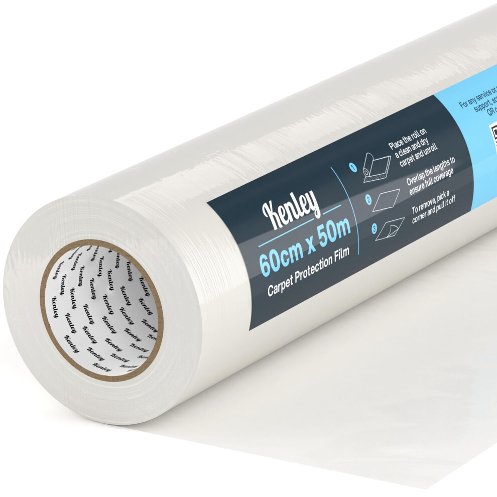 Carpet Protector Roll - Self Adhesive Carpet Protection Film - 50M X 60Cm Sticky Clear Plastic Carpet Stair Hard Floor Cover - Heavy Duty Puncture Re 1032538844091