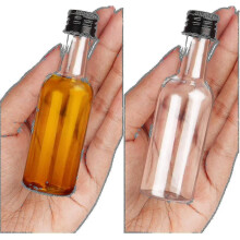 Mini Liquor Bottles (24 Pack) - Reusable Plastic 50ml Empty Spirit Bottles with Black Screw Caps And Liquid Funnel-hy