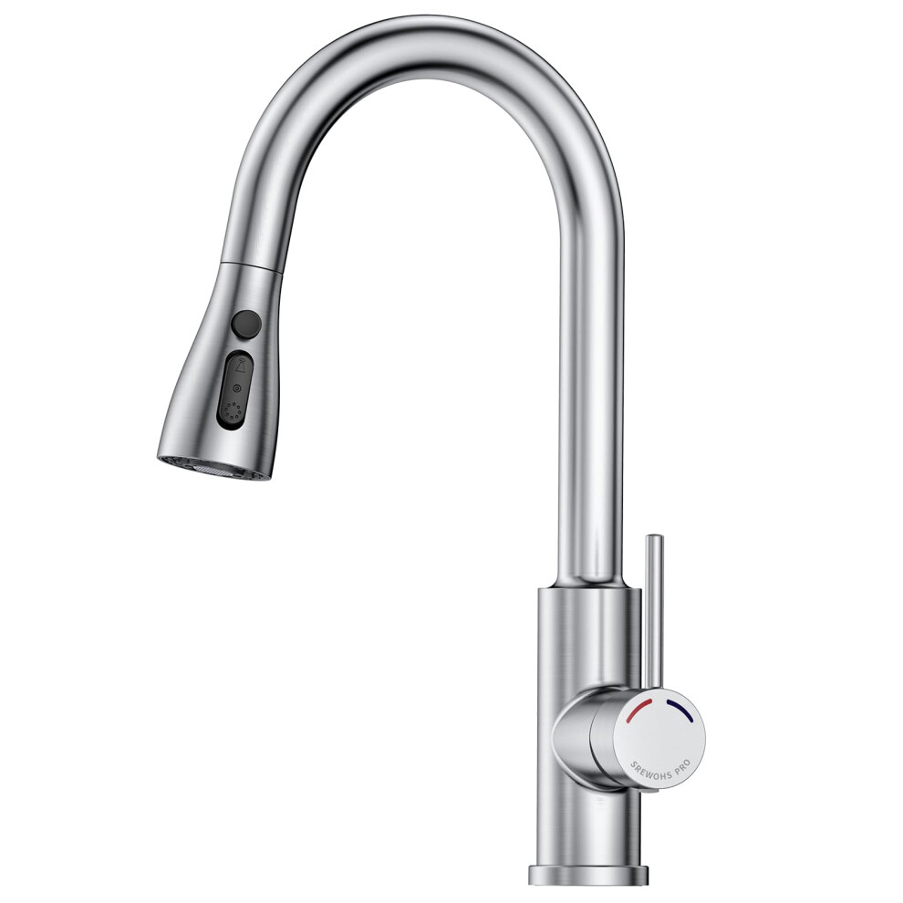 Srewohs Pro Kitchen Tap, Kitchen Sink Mixer Taps With Pull Out Spray Head, 360Swivel Spout, 4 Modes 5051226612725