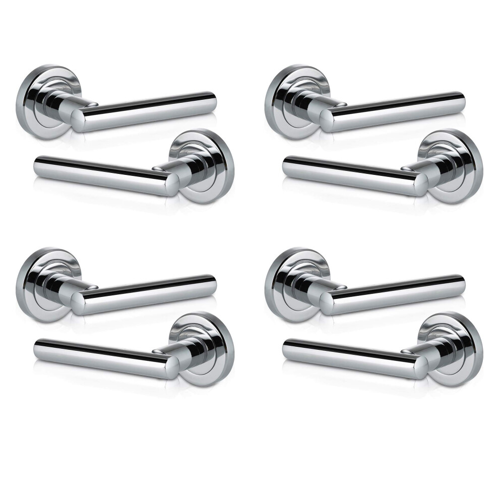 Xfort 4 Pack Door Handle On Rose, Liberty Lever Door Handles In Polished Chrome Finish, Internal Lever Handle 5051226606670