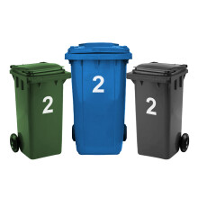 Rubigo 3 x Bin Numbers for Wheelie Bins, 0-99, Letters A-D, 17.5cm Dustbin Stickers, Easy Application Stick On Number Stickers