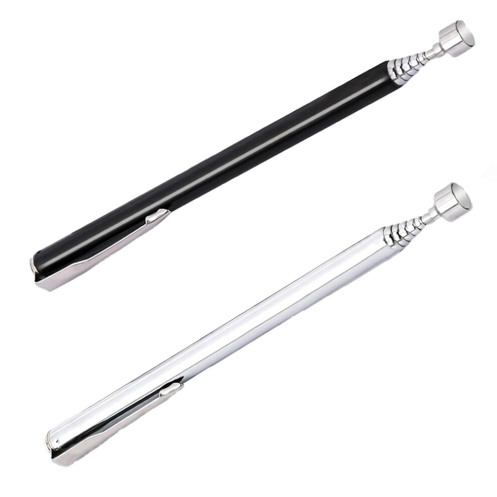 Lxtness 2 Pieces Magnet Stick Telescopic Magnet Telescoping Magnetic Pickup Tool Small Magnetic Pen Long Rod With Pocket Clip Black Extendable 5051226629174