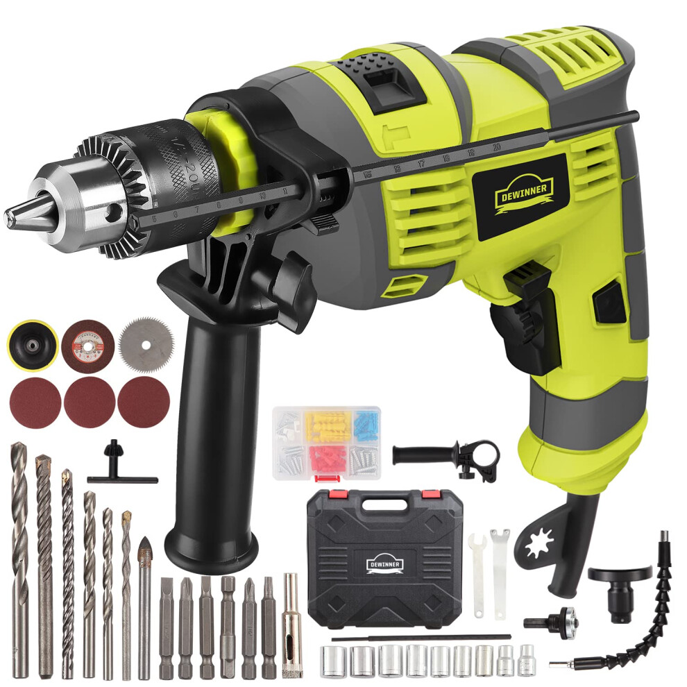 Hammer Drill, 710W Electic Corded Impact Drill, 13Mm Metal Chuck, 0-3300Rpm, Powerful Variable Speed Drill For Drilling In Steelâ¦ 5008753850380