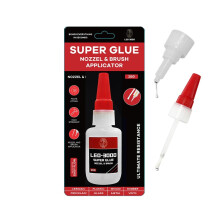 Super Glue 2-in-1, All-Purpose 20g Super Glue with Brush & Nozzle, Anti Clog Cap, Strong Adhesive for Plastic, Metal, Rubber & Leather, Quick Dry