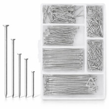 D.A.Y. Republic Flat Head Nails Set of 250 Assorted Sizes in Zinc Plated Metal for Woodwork, Picture Hanging, Home Improvement