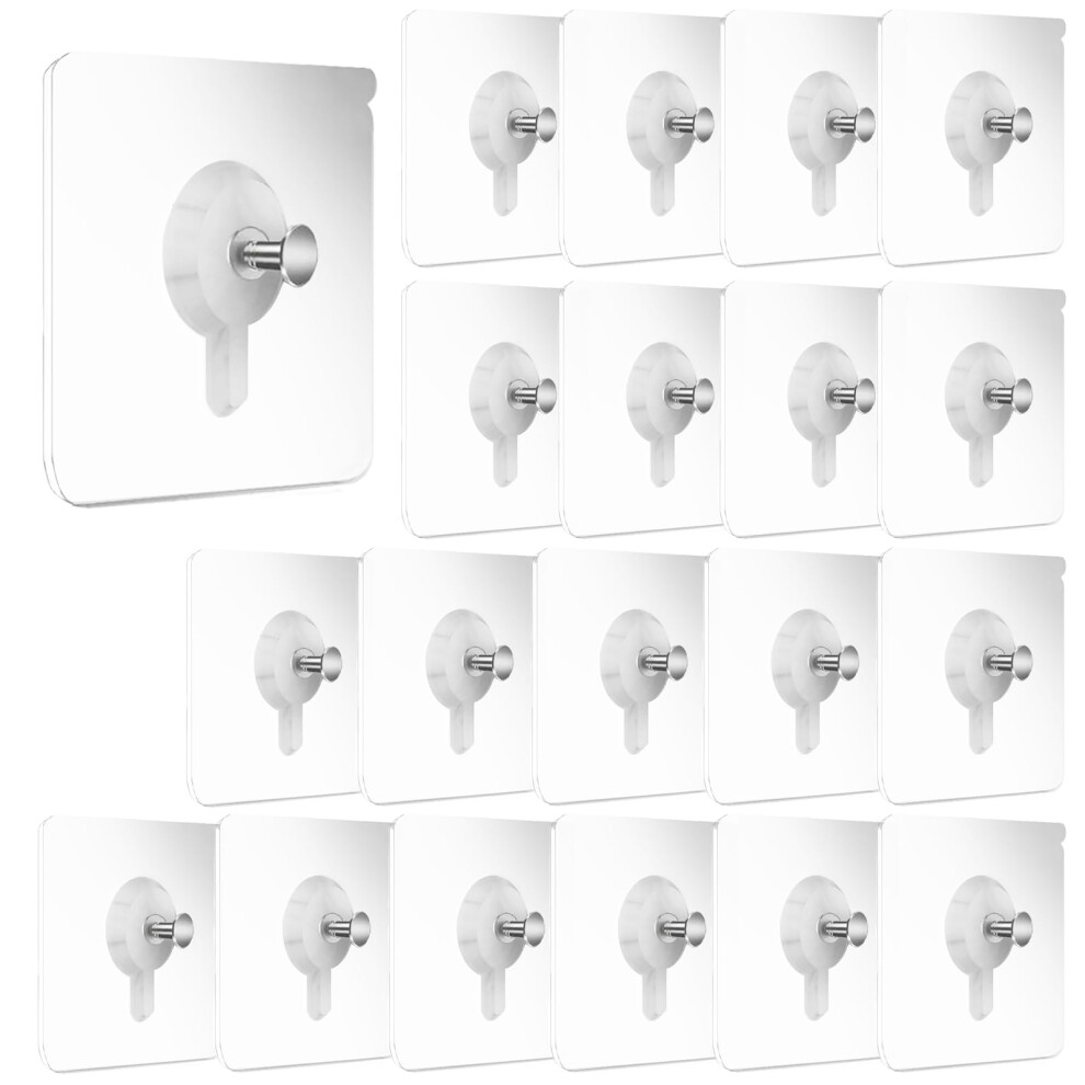 Diaonian 20Pcs Transparent Adhesive Picture Hooks, Self-Adhesive Sticky Hooks, Heavy Duty For Picture Hanging, Living Room, Bedroom, Bathroom 5051226622205