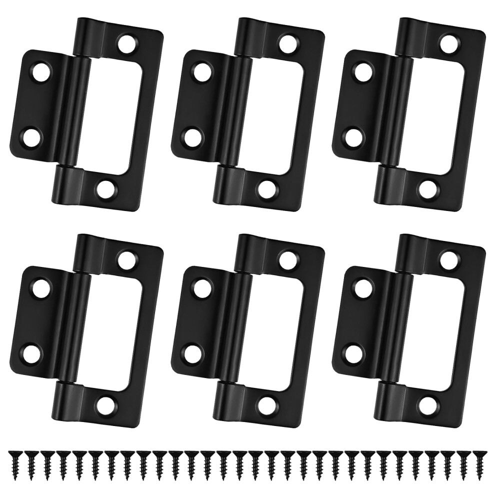Yuutial 6Pcs Black Door Hinges, 2 Inch Flush Hinges Cabinet Window Internal, Flush Mount Bearing Mute No Noise Matt Black For Wooden Doors Fence 5051226628825
