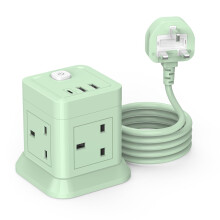 3M Extension Lead Cube With USB, BEVA 4 Way Power Strip With 3 USB Ports, Extension Socket With Switch Multi Plug Extension with 3 Metre Extension