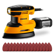 Detail Sander Electric: DEKOPRO 180W Mouse Sander Corded Sanders Hand Tool 13000 RPM with Dust Collector, 15pcs Sandpaper