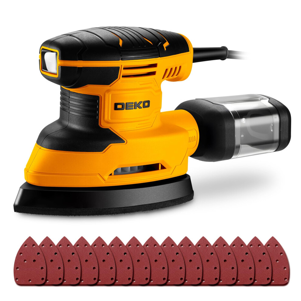 Detail Sander Electric: Dekopro 180W Mouse Sander Corded Sanders Hand Tool 13000 Rpm With Dust Collector, 15Pcs Sandpaper 5051226588143