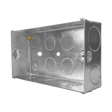 Evoges Double Metal Back Box, 35mm, 2 Gang, 1.0mm Thickness for Electrical Sockets Switches, BS4662 Standard, 20mm & 25mm Knockouts, Adjustable Lug