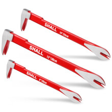 SHALL 3-Piece Nail Puller Tool Set, 12’’, 10’’, 8’’ - Heavy Duty & Mini Cats Paw Pry Bar, Utility Claw Bar, Wonder Bar