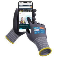 KAYGO 12 Pairs Safety Work Gloves MicroFoam Nitrile Coated Touchscreen, KG18NBE, Working Gloves with Oil Resistant Grip on Palm, for Men Women