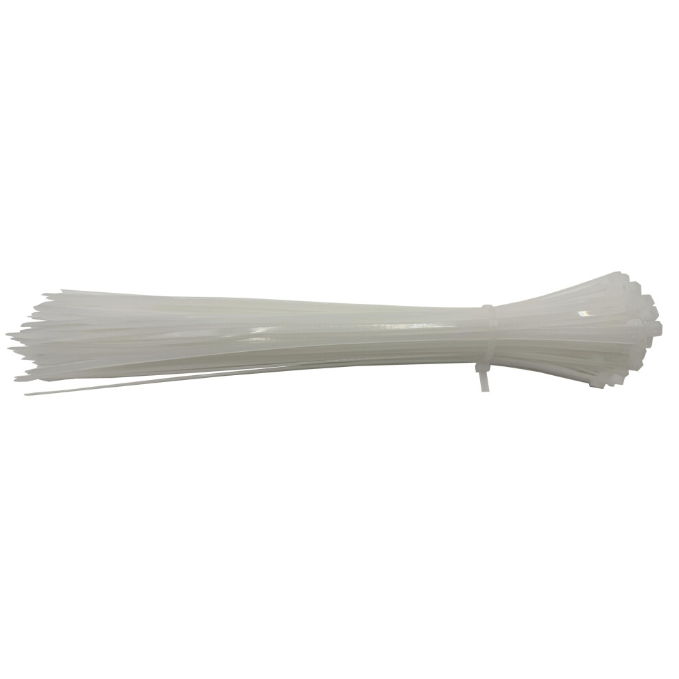 Aventurine White Cable Ties, 300Mm X 3.6Mm, Pack Of 100, 12" Premium Nylon Zip Ties, Heavy Duty, Multi-Purpose Plastic Tie Wraps 5051226620898