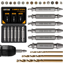 9 PCS Damaged Screw Extractor Set, 6 PCS HSS 6542 Screw Removal Tool and 3 PCS Twist Drill Bit