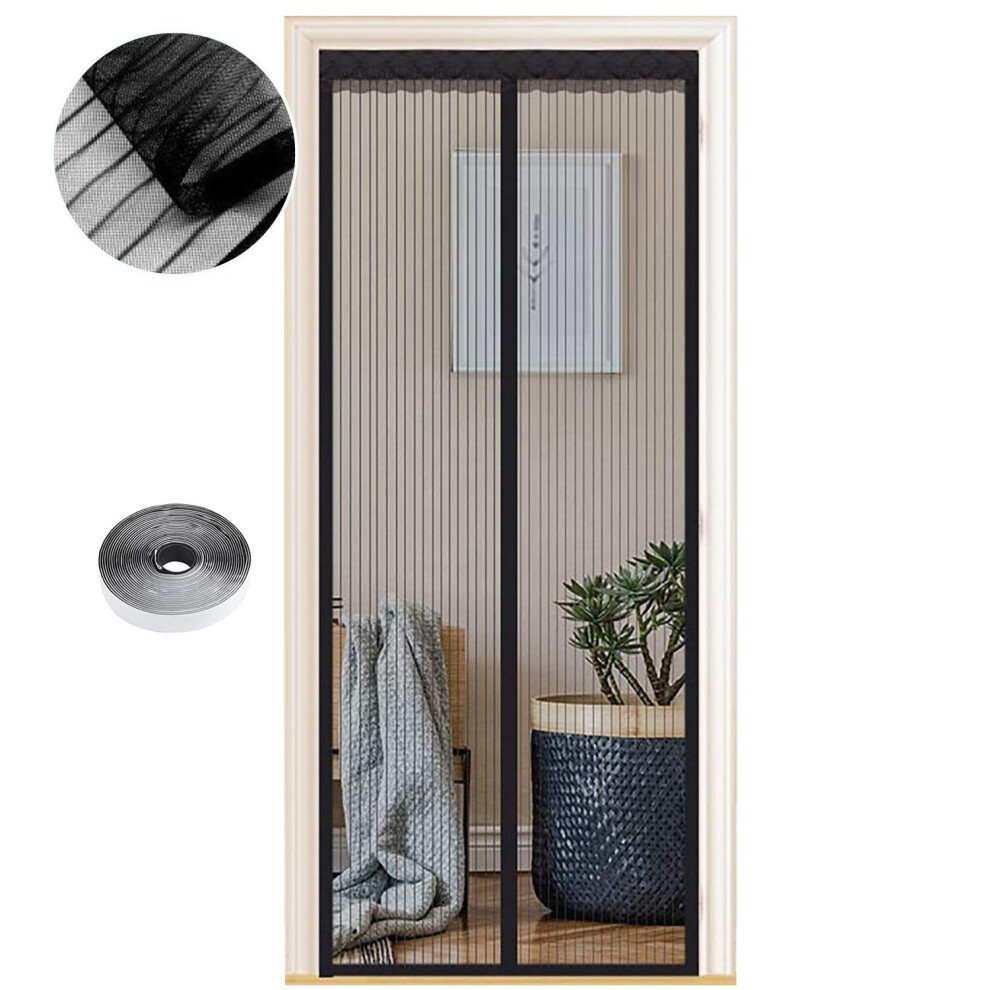 Magnetic Fly Screen Door, Hundreds Of Sizes, 85 X 200Cm, Anti Mosquito Mesh Curtain With Powerful Magnets, Insect Protection Door, Black Strips 5051226642012