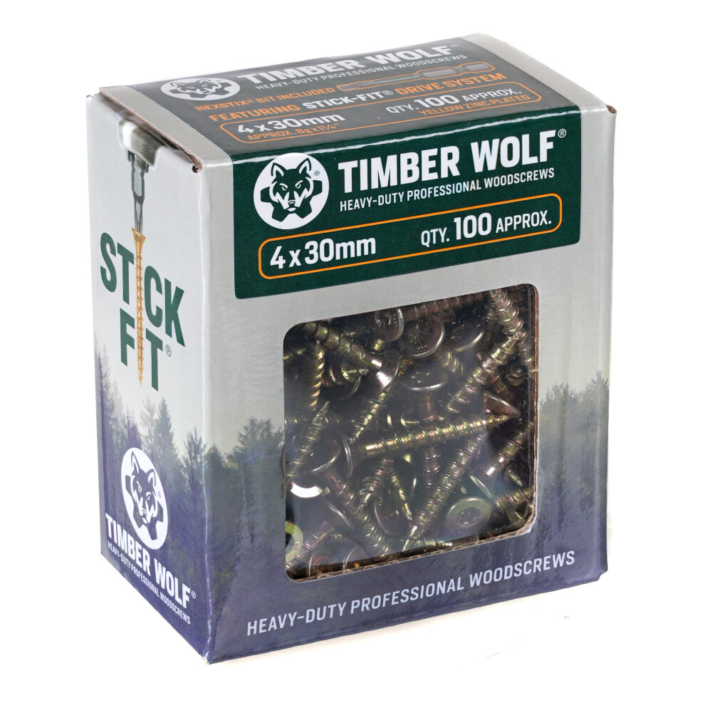 Timber Wolf Woodscrews - 6.0 X 100Mm - Box Of 50, Zinc & Yellow (Gold) 5051226642784