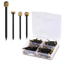 Picture Hanging Nails, 120pcs Picture Pins with Brass Head for Hard Walls Picture Tacks 13 14 18mm 4 Types Picture Hooks with Plastic Storage Box
