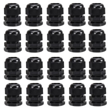 20 Pack M20 20mm IP68 Waterproof Nylon Cable Glands, Suitable for 6mm - 12mm Cables (Black)