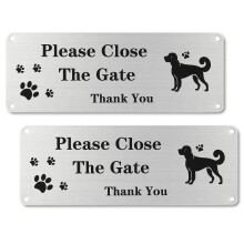 2 Pack Please Close The Gate Sign Dog,259cm Close The Gate Sign,Reflective Aluminium with Pre-Drilled Holes,UV Resistant, Waterproof