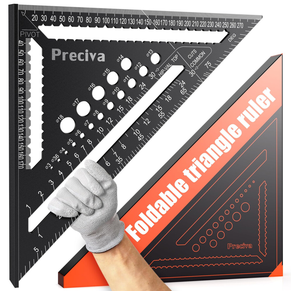 Speed Square, Preciva 12Inch/300Mm Set Squares, Triangle Ruler With 17 Types Of Drill Holes 5051226553165