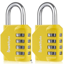 SharkByte Combination Padlock, 4-Dial Heavy Duty Combination Lock, Weatherproof Outdoor Lock Combination Padlock for Gym, School, Locker, Shed