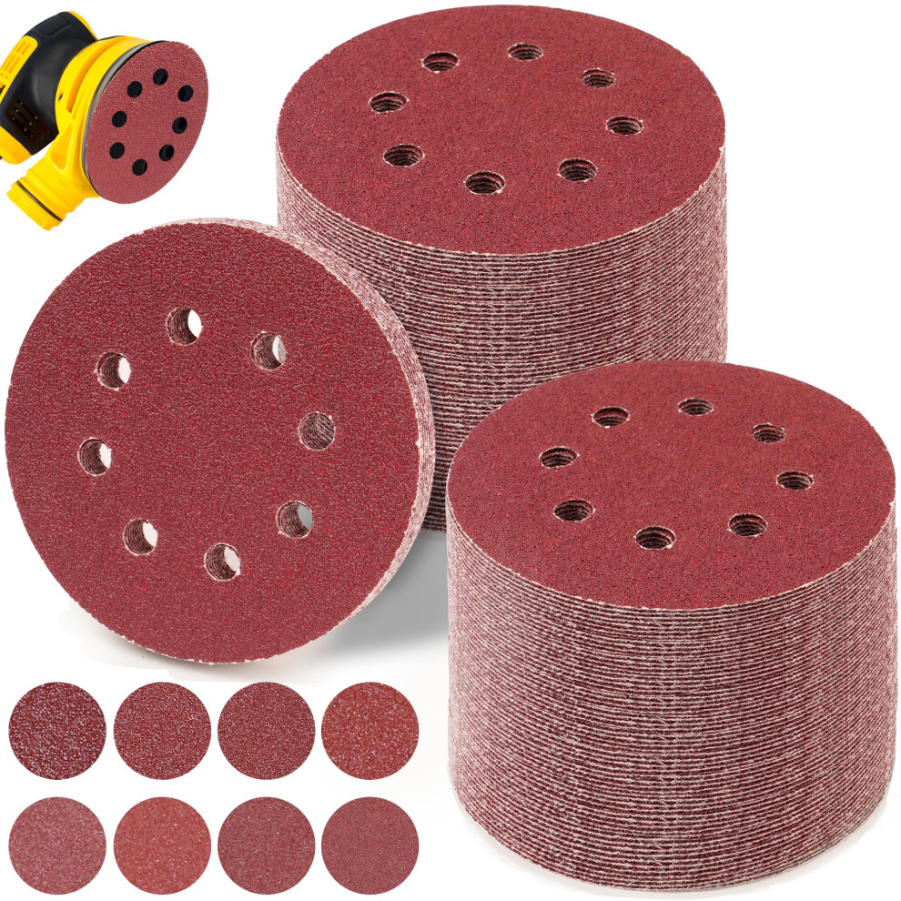 100Pcs 125Mm Sanding Discs, 5 Inch 8 Hole Hook And Loop Sanding Pads For Random Orbital Sanders Discs 5051226583353