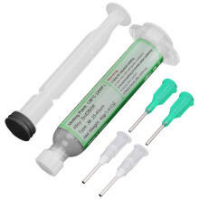 Gruiqrd 40g Solder Tin Paste with Syringe,138C Low Temperature Syringe Solder Paste, Sn42/Bi58 Flux Soldering Paste with 4 Needles and 1 Push Rod