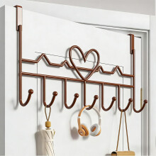 WBDXWB Over The Door Hook, Heart-Shaped Over Door Hanger with Rust Resistant for Coats, Hats, Bags, Clothes, Towels (1 Pack, Bronze)