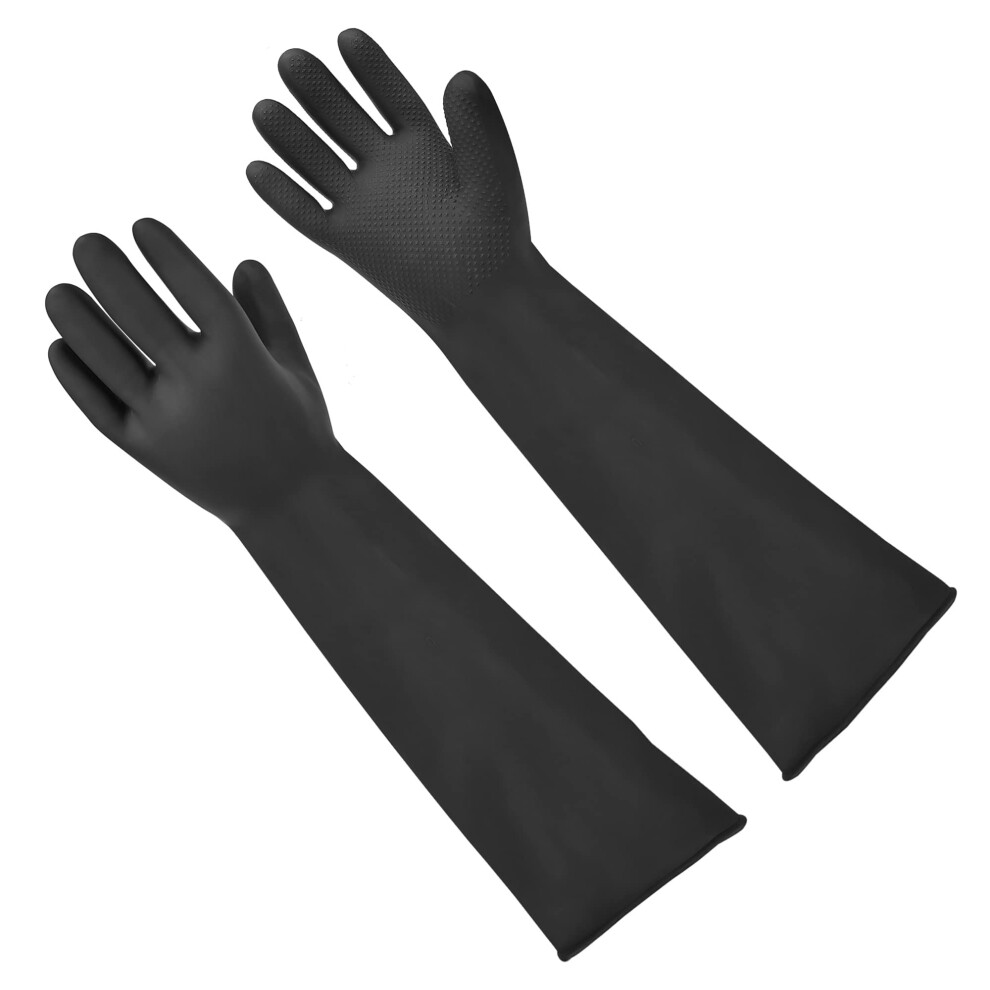 18" Rubber Gloves Reusable Heavy Duty Latex Gloves Chemical Resistant Protective Gloves Ppe Industrial Safety Work Long Gauntlets Gloves, Waterproof 5051226617164