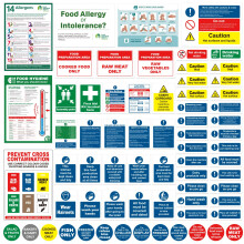 Complete Kitchen Safety Signs Set - 68 Pcs - Matte Self-Adhesive Vinyl, Waterproof and Oil-Proof - Food Hygiene Stickers
