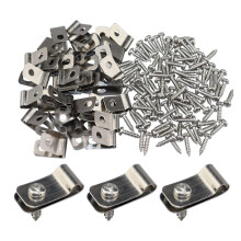 100 Pcs Stainless Steel Wire Clips with Screws Fence Clips Agricultural Fencing Mounting Clips Fence Clips for Panels for Attaching Wire Mesh and