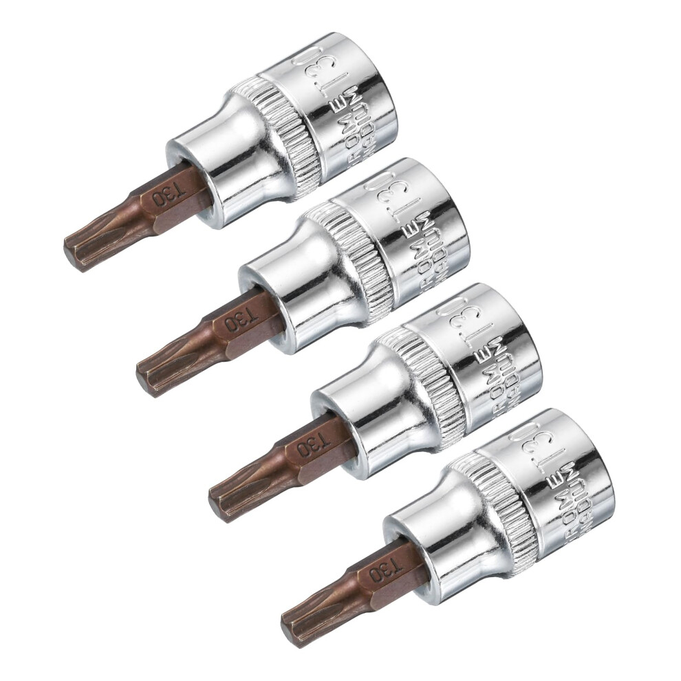 Sourcing Map 4Pcs 3/8" Drive X T30 Torx Bit Socket, S2 Steel Bits Cr-V Sockets 48Mm Length Use With Ratchet Wrench, Slide Bar, Extension Rod 5051226555985