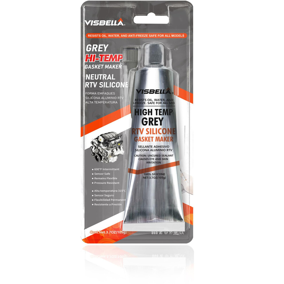 Visbella High Temperature Rtv Silicone Gasket Maker, Sealed Oil Resistant Waterproof Quick Dry Liquid For Bonding Internal Combustion, Steam Turbines 5051226633119