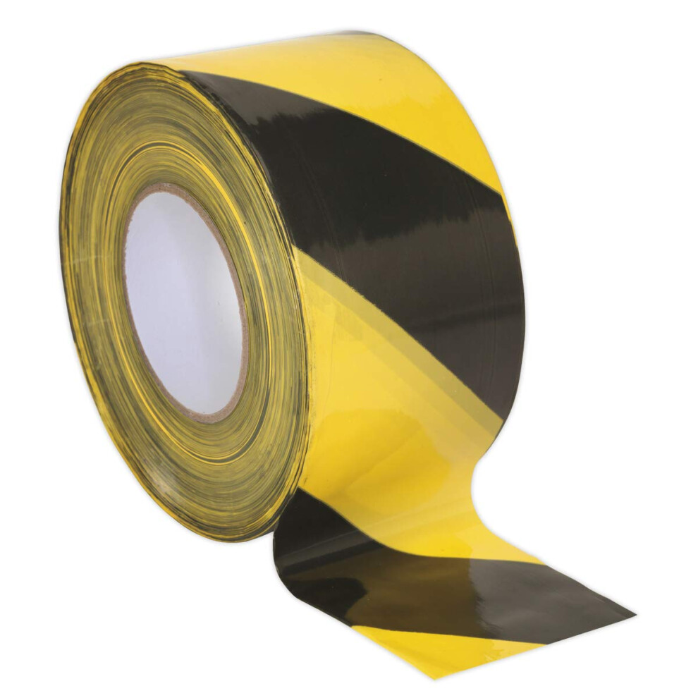 Sealey Btby Hazard Warning Barrier Tape 80Mm X 100Mtr Non-Adhesive Black/Yellow