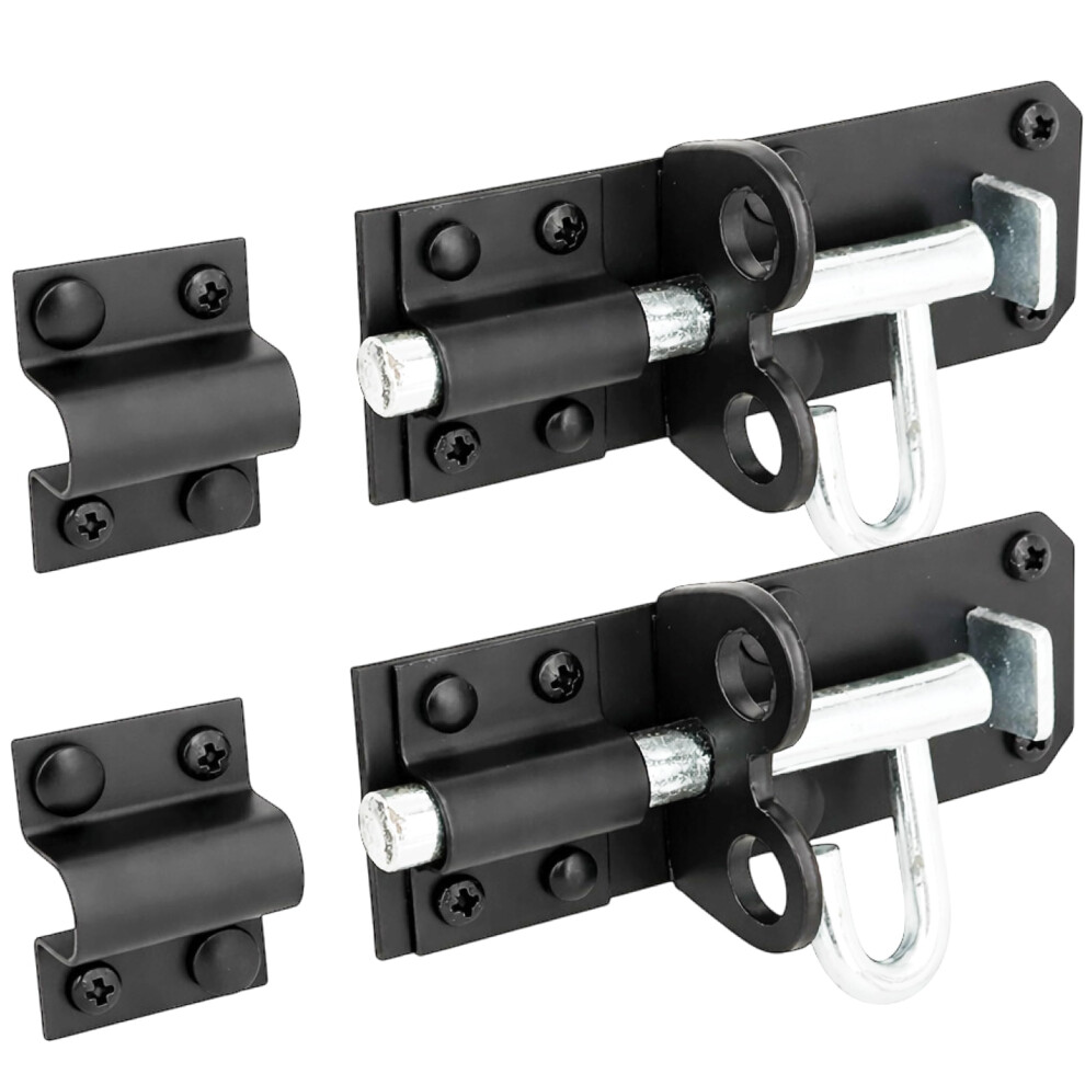 Irontite 2 Pack Black Brenton Bolt Gate Bolt 100Mm (4"), Ideal Door Bolt Lock For Gates, Sheds, Barns Etc. Heavy Duty Gate Lock Bolts. Garden Gate Bo 9465411562201