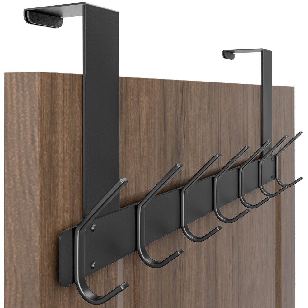 Honsky Foldable Over Door Hook,Over The Door Hanger/Towel Rack,7 Double Iron Hooks For Entry & Room Door,Hanging Coat,Towel,Black 5051226553882