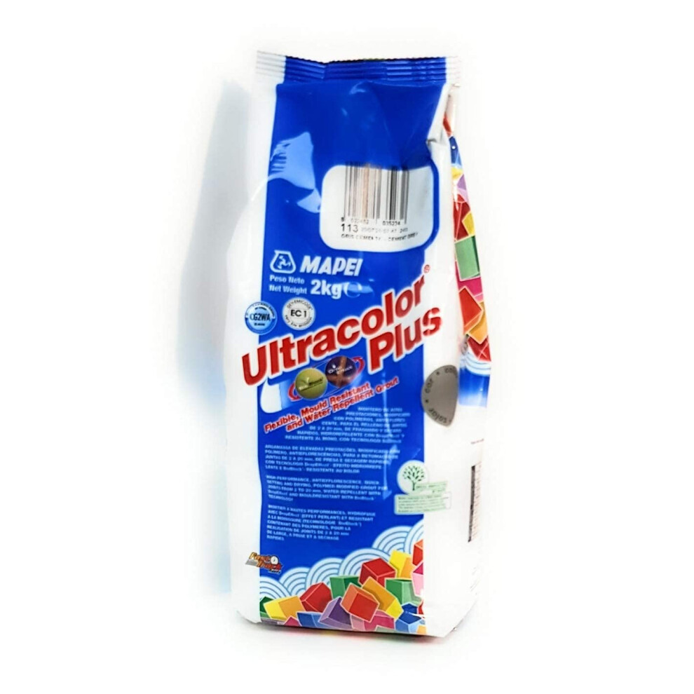 Mapei 113 Ultracolor Plus Cement Grey Grout 2Kg 5051226637100