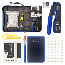 VCELINK RJ45 Crimp Tool Kit, Ethernet Crimping Tool Set with 50PCS Cat6 RJ45 Pass Through Connectors