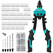 LIBRATON Rivet Gun Set, Two-Handed Pop Rivet Gun Kit, Heavy Duty Rivet Gun, Pop Riveter with 250 Aluminum Rivets in Box