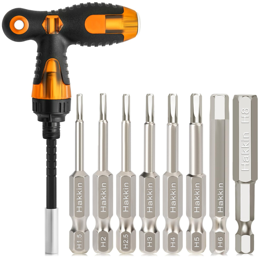 Allen Key Bit & Ratchet Screwdriver Set Hakkin 8Pcs H1.5-H8 50Mm Impact Hex Head Allen Wrench Drill Bits S2 Steel For Screwdriver, Impact Drill 5051226588945