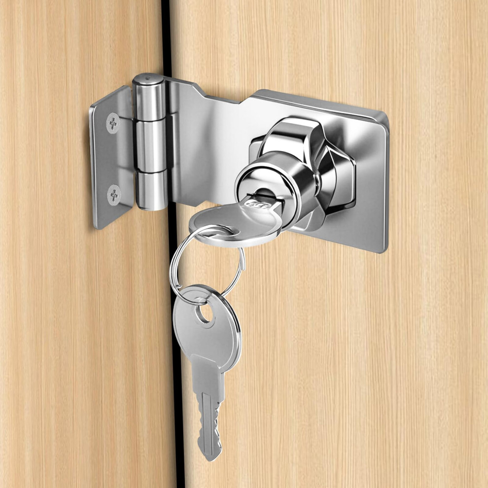 Flintronic Keyed Hasp Lock, 2.5 Inch Door Lock Hasps With 2 Keys, Safety Door Clasp Twist Knob Keyed Locking Hasp 5051226659539